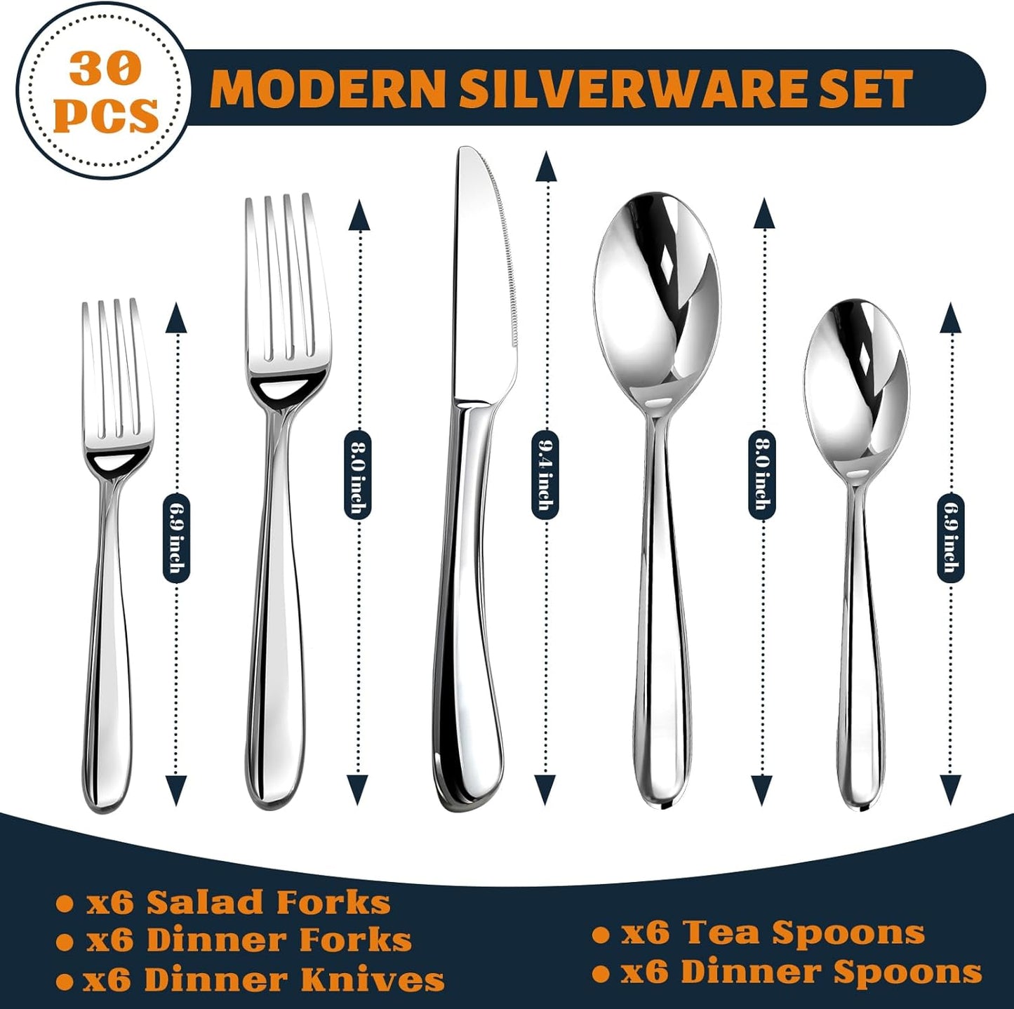 Silverware Set for 12, Heavy Duty Stainless Steel Silverware Set,60 Piece | Mirror Polished Premium Modern Cutlery Flatware Set include Fork Knife Spoon Set,Dishwasher Safe,Utensil set