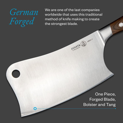 Avanta Forged 7” Heavy Meat Cleaver - German X50 Stainless Steel - Rust Resistant & Easy to Maintain