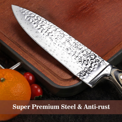 Kitchen Knife Sets with Block, 15-Piece High Carbon Stainless Steel Knife Block Set with Sharpener, Ultra-Sharp kitchen knives with Triple Rivet Wood Handle Perfect for Cooking Cut