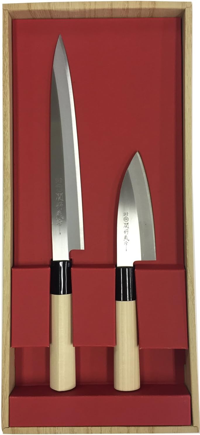 30043 Knife Set of 2 by Sekiba Kura, Sashimi Knife, Deba, Made in Japan, For Beginners, Japanese Knife, Fish Handling, Stainless Steel