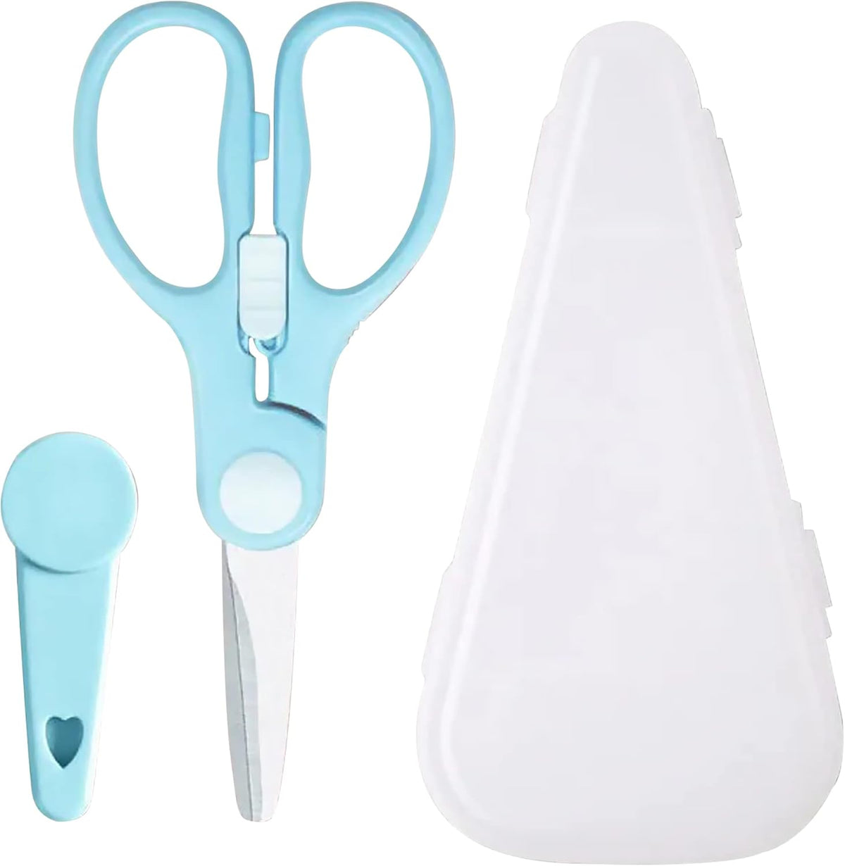 Portable Baby Food Scissors Toddler Feeding Shears with Safety Lock, Food Grade Stainless Steel Material Food Supplement Scissors Suitable for Chicken Poultry Fish Meat Herbs noodles (Blue)