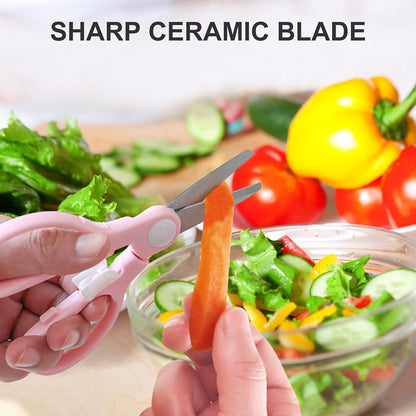 Portable Baby Food Scissors Toddler Feeding Shears with Safety Lock, Food Grade Stainless Steel Material Food Supplement Scissors Suitable for Chicken Poultry Fish Meat Herbs noodles (Blue)