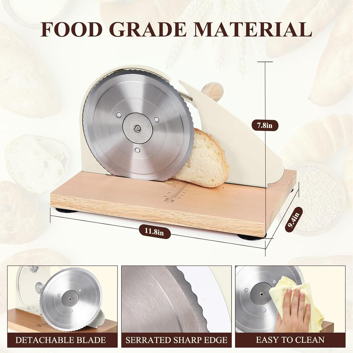 Manual Bread Slicer for Homemade Bread,Even Slicing from Thin to Thick