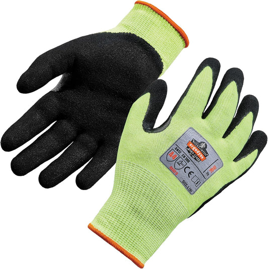 Cut Resistant Gloves, Cut Level 4, Nitrile Coated Palm for Grip, Hi Vis, ProFlex 7041 Lime, Large