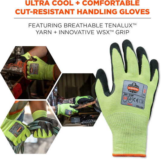 Cut Resistant Gloves, Cut Level 4, Nitrile Coated Palm for Grip, Hi Vis, ProFlex 7041 Lime, Large
