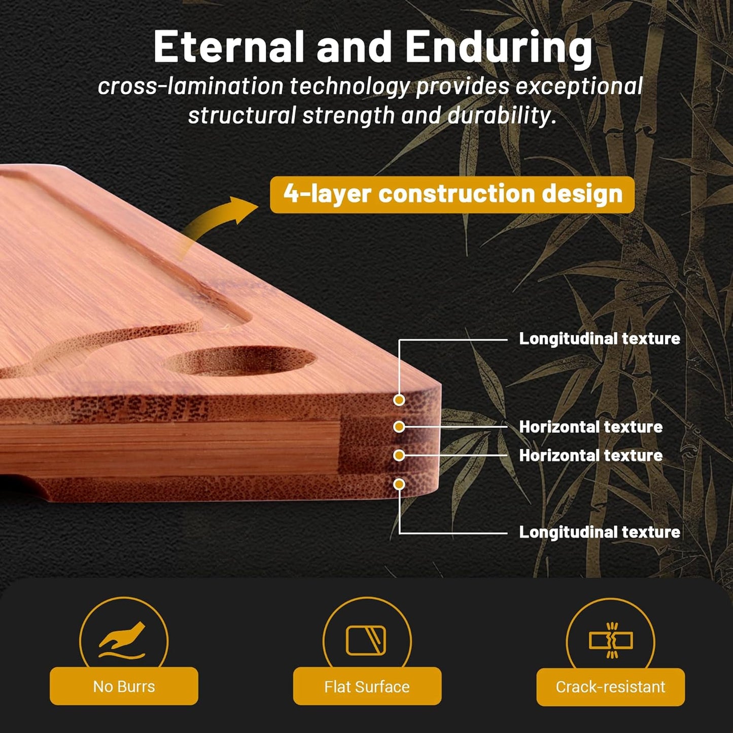 Bamboo Cutting Board for Kitchen, 3Pcs Thickened Wooden Cutting Board Set with Deep Juice Groove, Built-in Handles Durable Chopping Boards for Separating Meat, Vegetables, Fruits, Ideal Gift