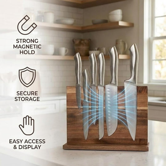Magnetic Knife Holder for Wall – Strong Magnet Knife Rack & Kitchen Organizer | Stainless Steel Magnetic Knife Strip for Knives, Utensils & Tools | Space-Saving Wall Mount Knife Bar
