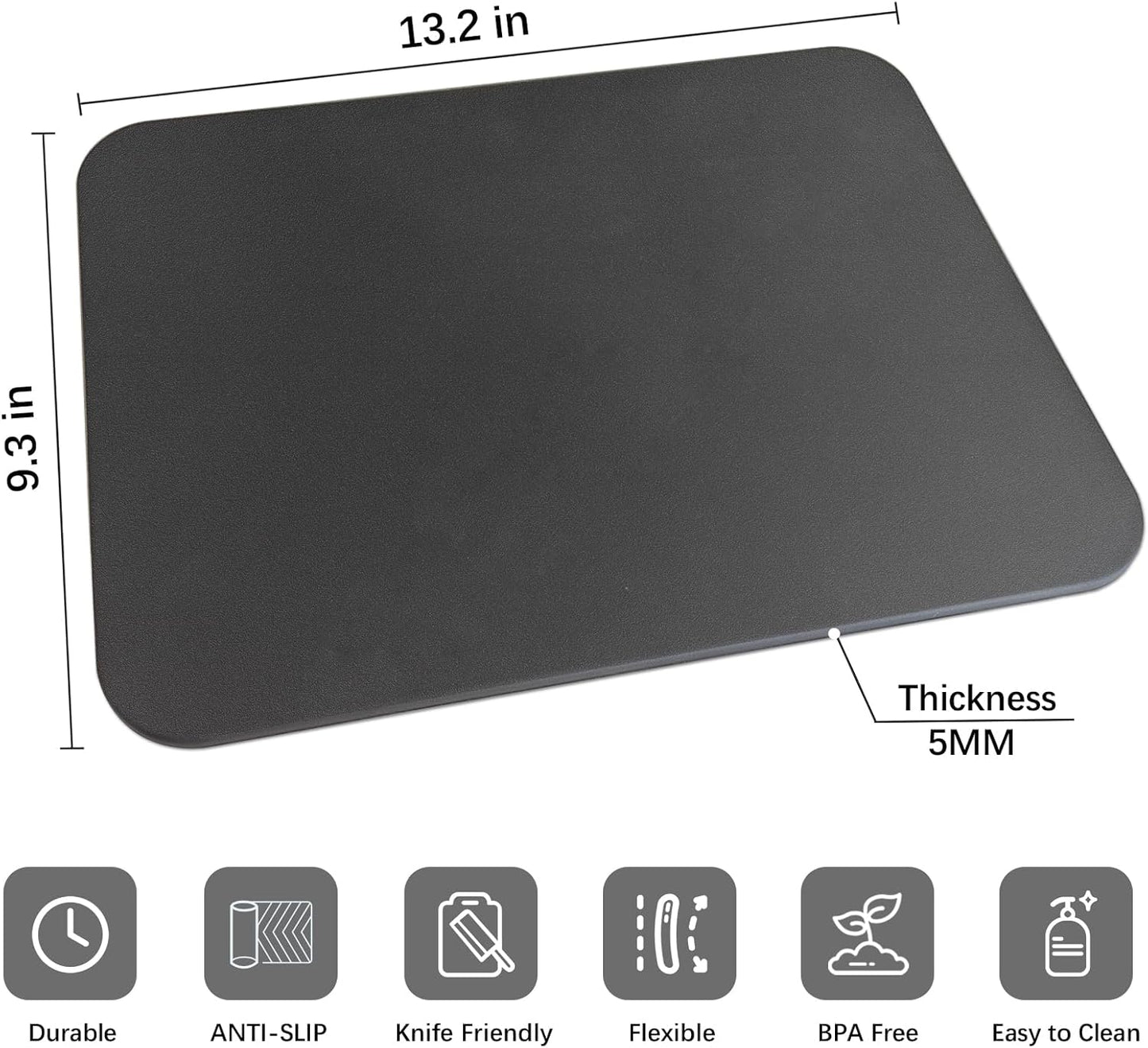 Thick TPU Cutting Boards for Kitchen, Rubber Flexible Cutting Board Mats, Nonslip Silicone Chopping Mats Foldable BPA Free Knife Friendly Non-Toxic Dishwasher Safe