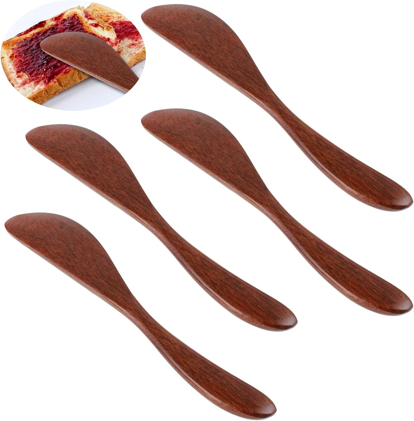 4Pcs Wooden Butter Knife, 6 Inch Jam Spreader Knives Jelly Cheese Spreaders Reddish Brown Condiment Knives Sandwich Spreaders for Kitchen