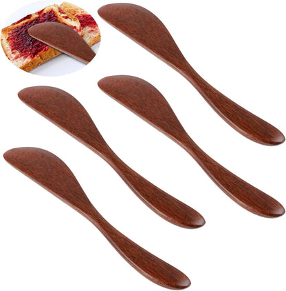 4Pcs Wooden Butter Knife, 6 Inch Jam Spreader Knives Jelly Cheese Spreaders Reddish Brown Condiment Knives Sandwich Spreaders for Kitchen