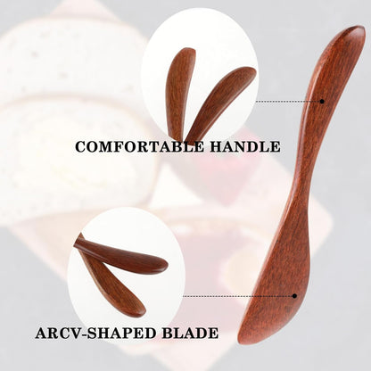4Pcs Wooden Butter Knife, 6 Inch Jam Spreader Knives Jelly Cheese Spreaders Reddish Brown Condiment Knives Sandwich Spreaders for Kitchen