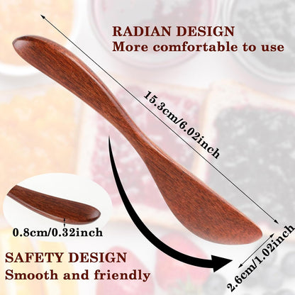 4Pcs Wooden Butter Knife, 6 Inch Jam Spreader Knives Jelly Cheese Spreaders Reddish Brown Condiment Knives Sandwich Spreaders for Kitchen