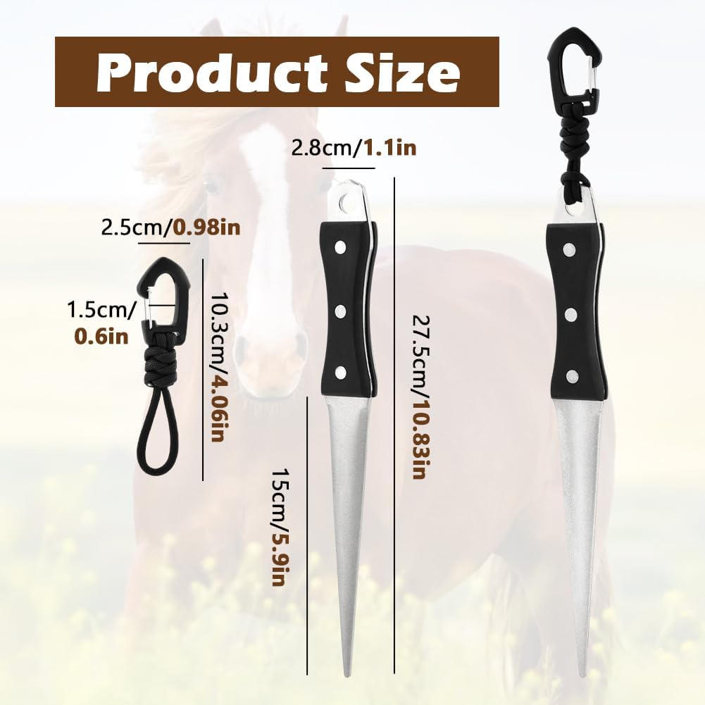 Hoof Knife Sharpener Set, 10 Inch Farrier tool Honing Rod with Hanging Rope, Diamond Coated Portable Knife Tool Sharpener for Hoof Knives/Serrated Blades/Most of Farm Knive(COLOR:Silver)
