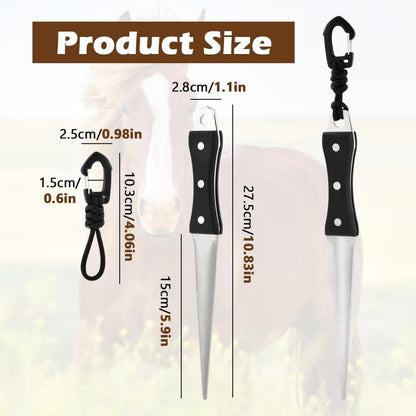 Hoof Knife Sharpener Set, 10 Inch Farrier tool Honing Rod with Hanging Rope, Diamond Coated Portable Knife Tool Sharpener for Hoof Knives/Serrated Blades/Most of Farm Knive(COLOR:Silver)