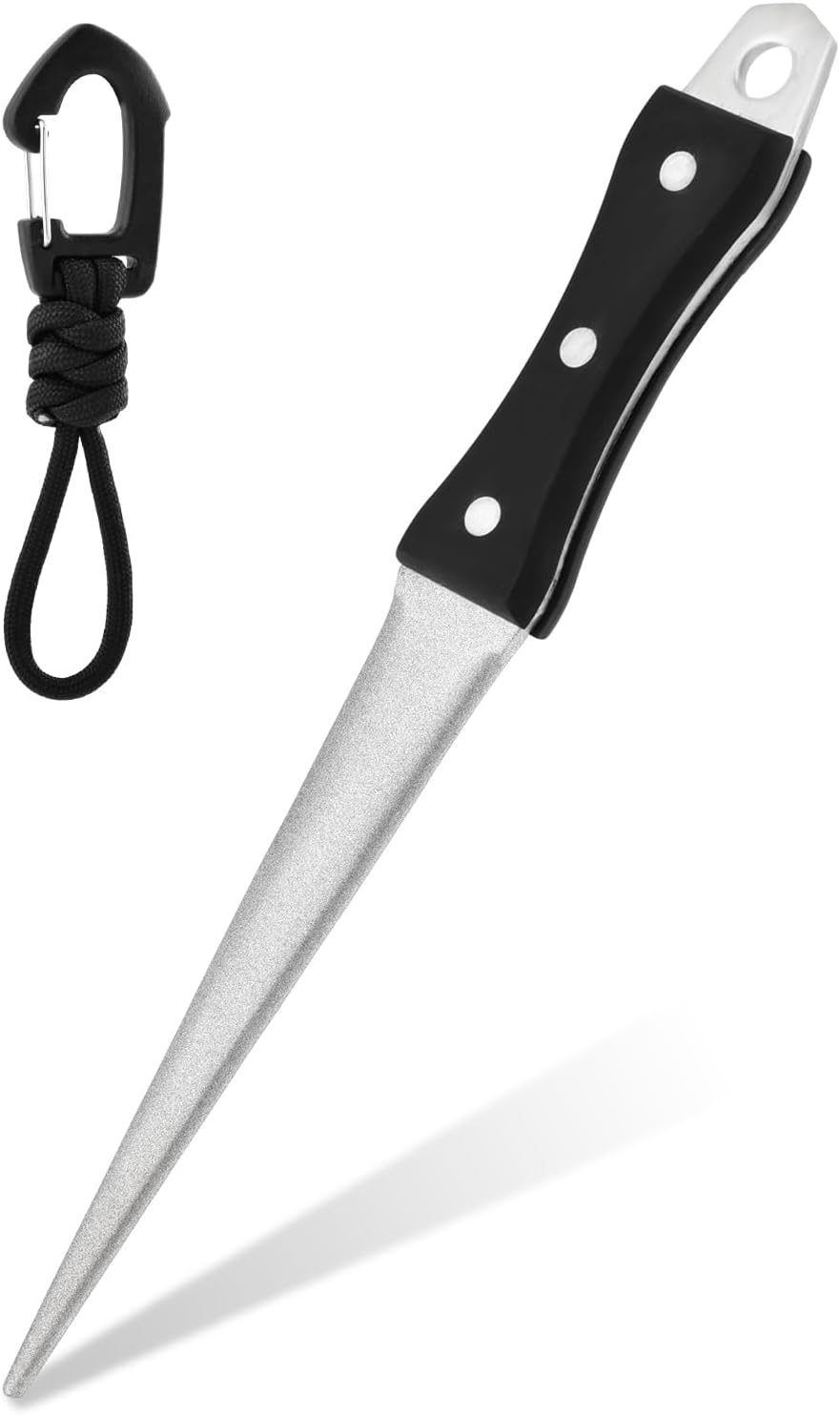 Hoof Knife Sharpener Set, 10 Inch Farrier tool Honing Rod with Hanging Rope, Diamond Coated Portable Knife Tool Sharpener for Hoof Knives/Serrated Blades/Most of Farm Knive(COLOR:Silver)