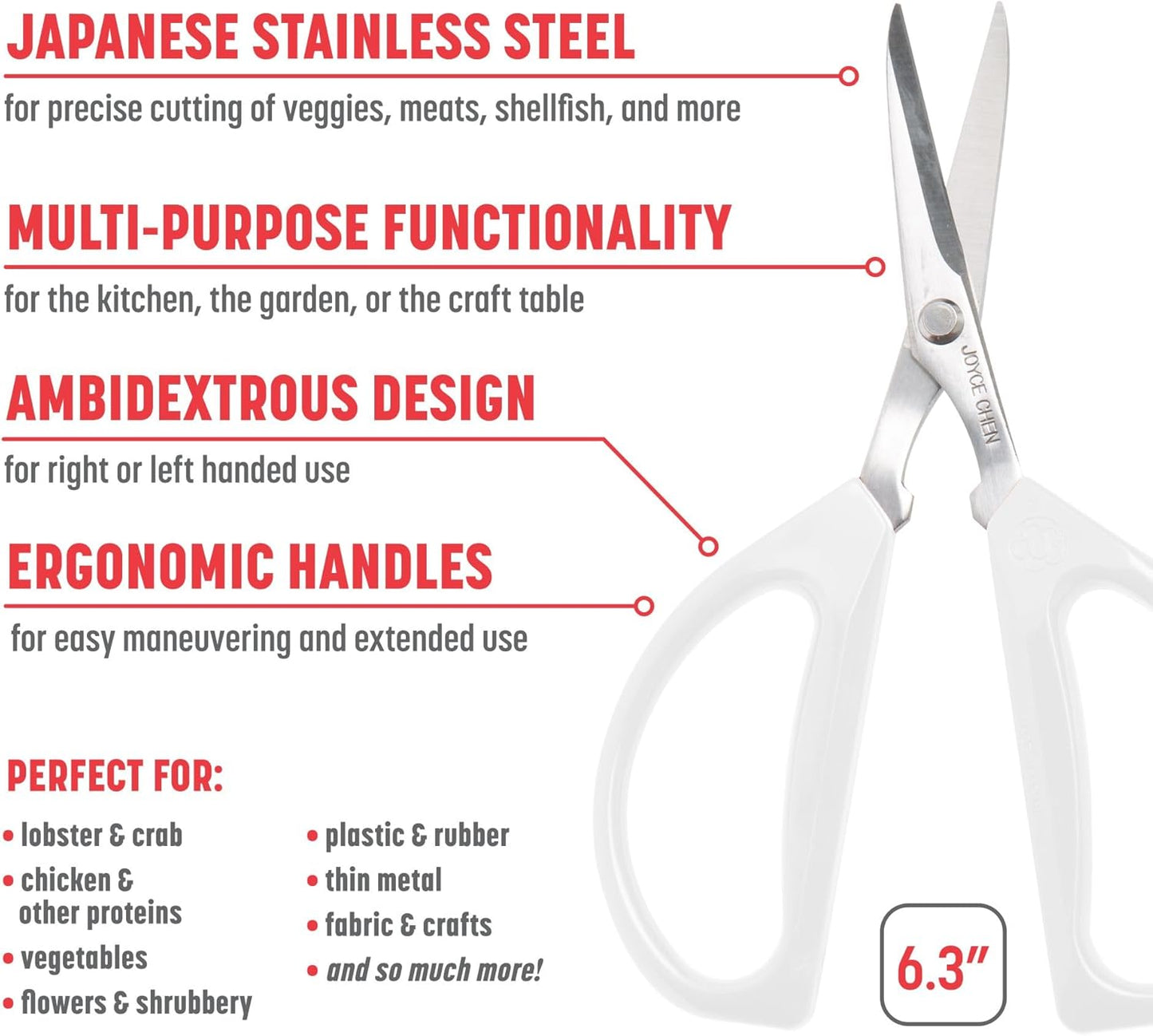 Original Unlimited Kitchen Scissors All Purpose Kitchen Shears With Comfortable Handles, Red