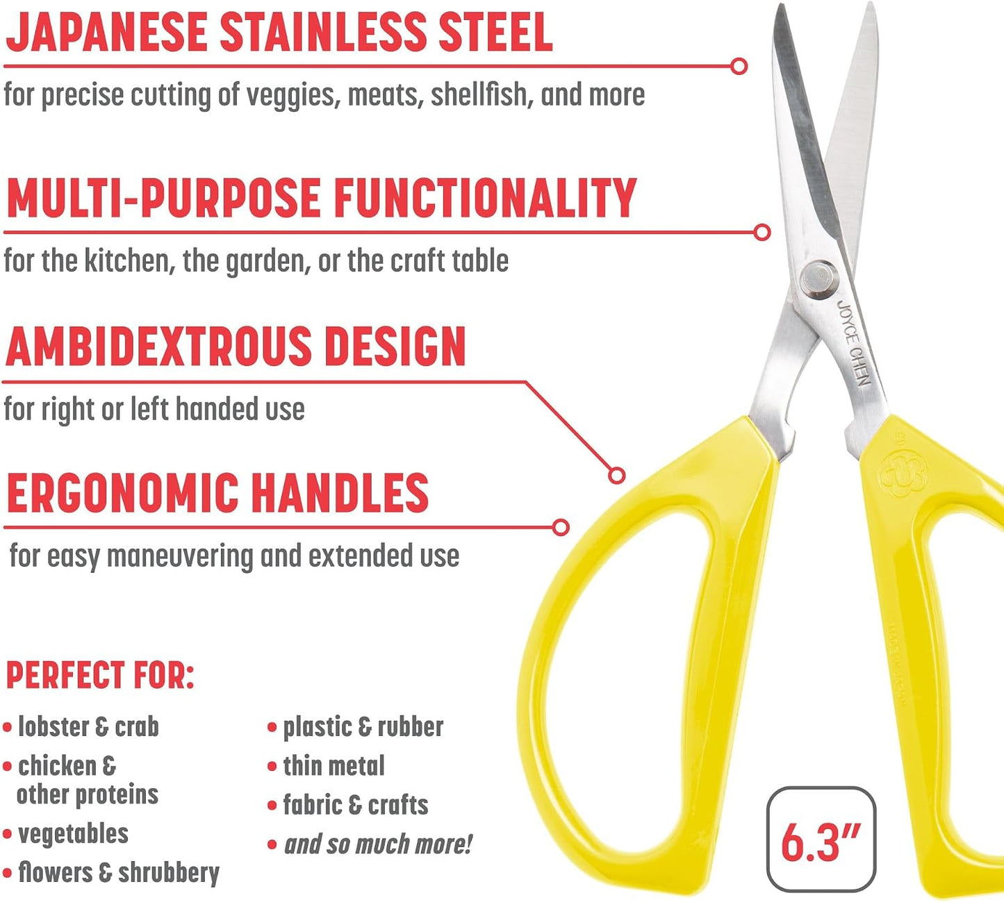 Original Unlimited Kitchen Scissors All Purpose Kitchen Shears With Comfortable Handles, Red