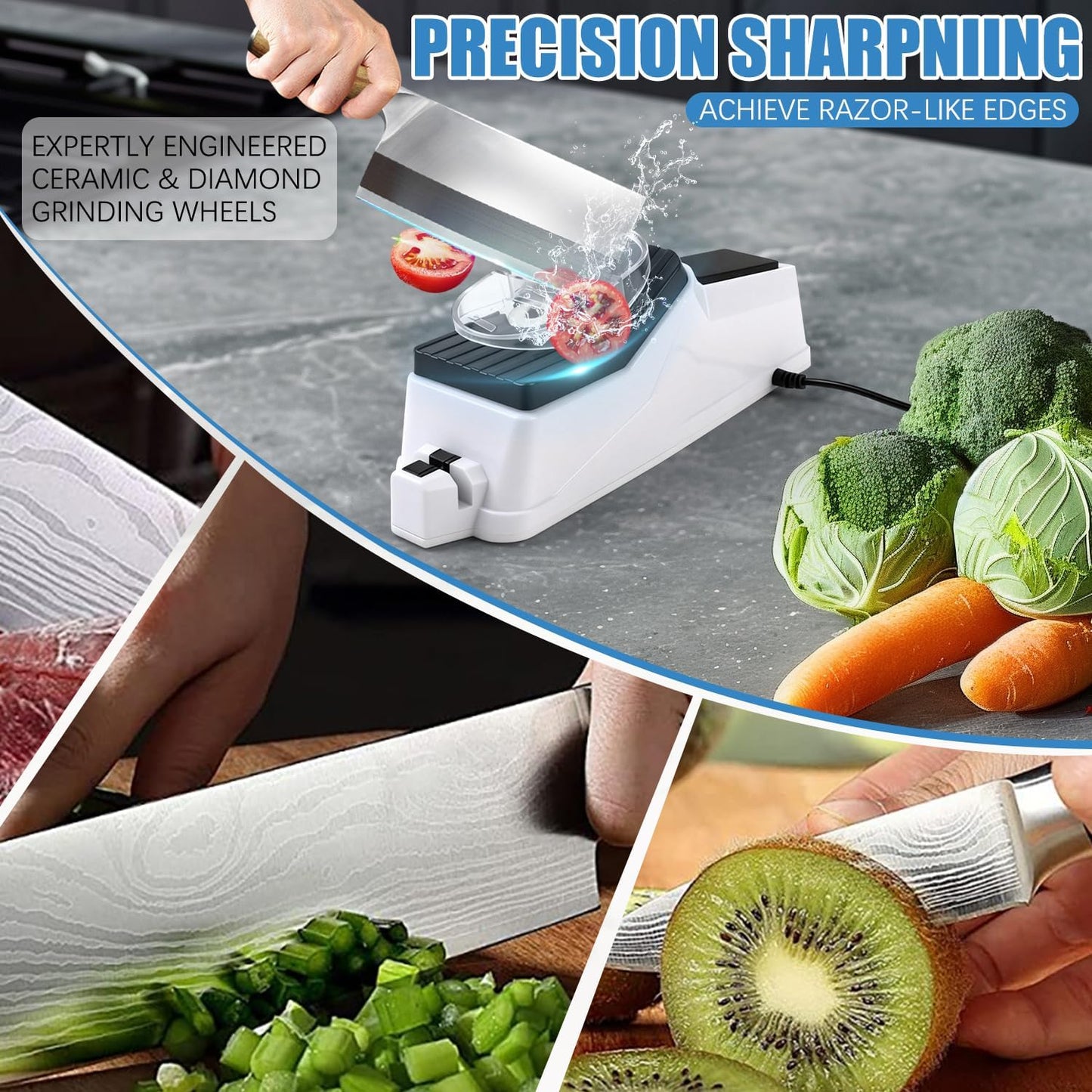 Besynersharp Pro, Electric Knife Sharpener,Replacement Grinding Tools,Professional Electric Knife Sharpeners for Kitchen Knives,Double Sided Knife Sharpener