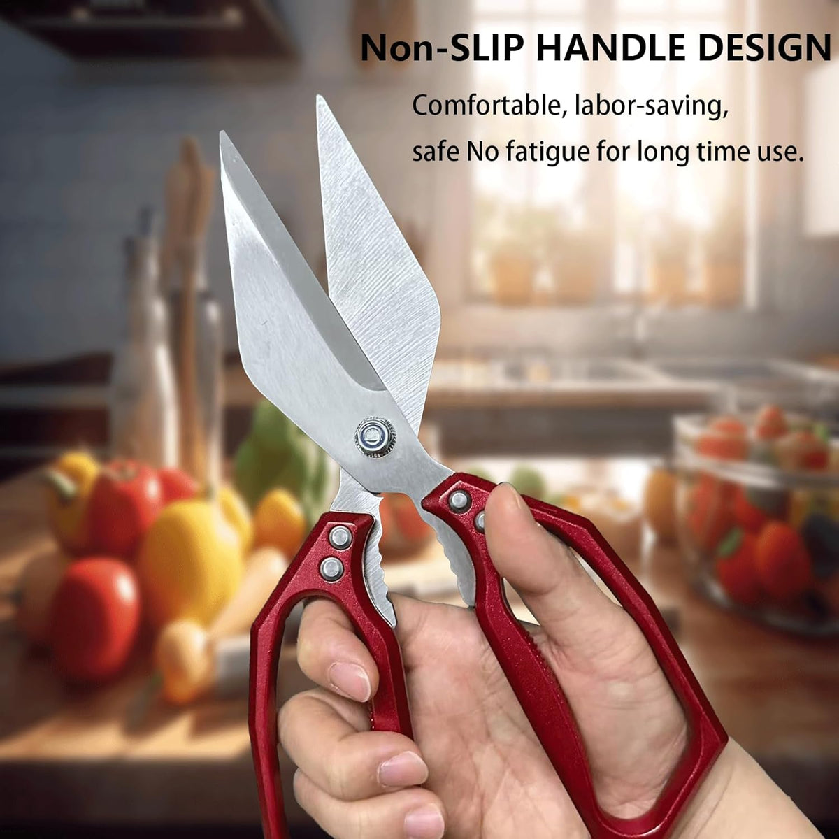 Heavy Duty Kitchen Scissors for Food Thickened Stainless Steel Kitchen Shears, Ultra Sharp Multipurpose Cooking Scissors for Cutting Poultry Bones, Fish, Vegetables, Meat Scissors Heavy Duty(Red)