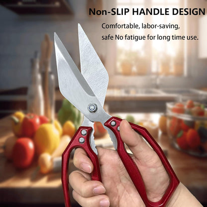 Heavy Duty Kitchen Scissors for Food Thickened Stainless Steel Kitchen Shears, Ultra Sharp Multipurpose Cooking Scissors for Cutting Poultry Bones, Fish, Vegetables, Meat Scissors Heavy Duty(Red)