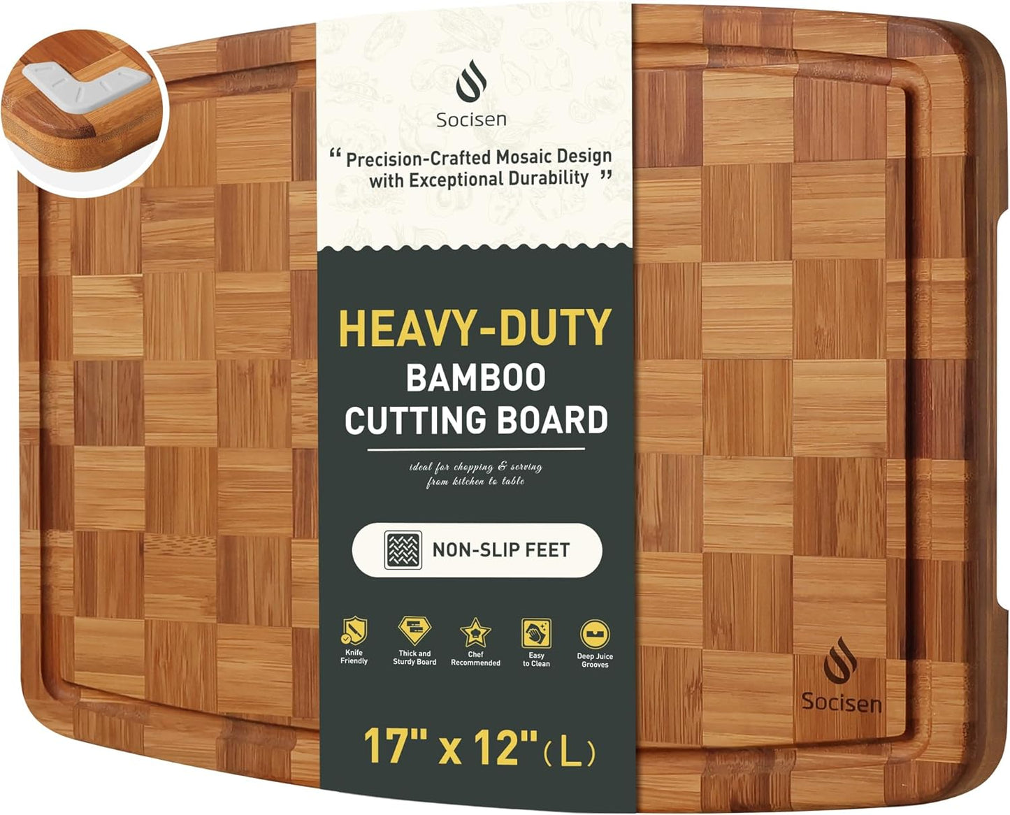 Heavy Duty Bamboo Cutting Board Non Slip Heavy Duty Over Sink Wooden Wood Cutting Board for Kitchen Chopping Board Extra Large Big Small Best House Warming Gift