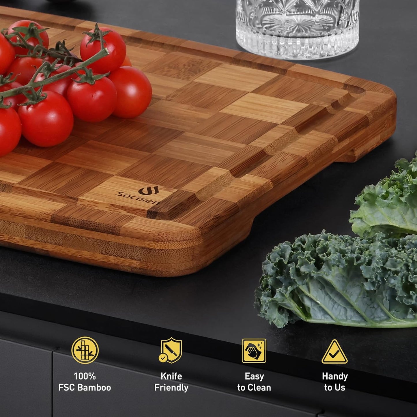 Heavy Duty Bamboo Cutting Board Non Slip Heavy Duty Over Sink Wooden Wood Cutting Board for Kitchen Chopping Board Extra Large Big Small Best House Warming Gift
