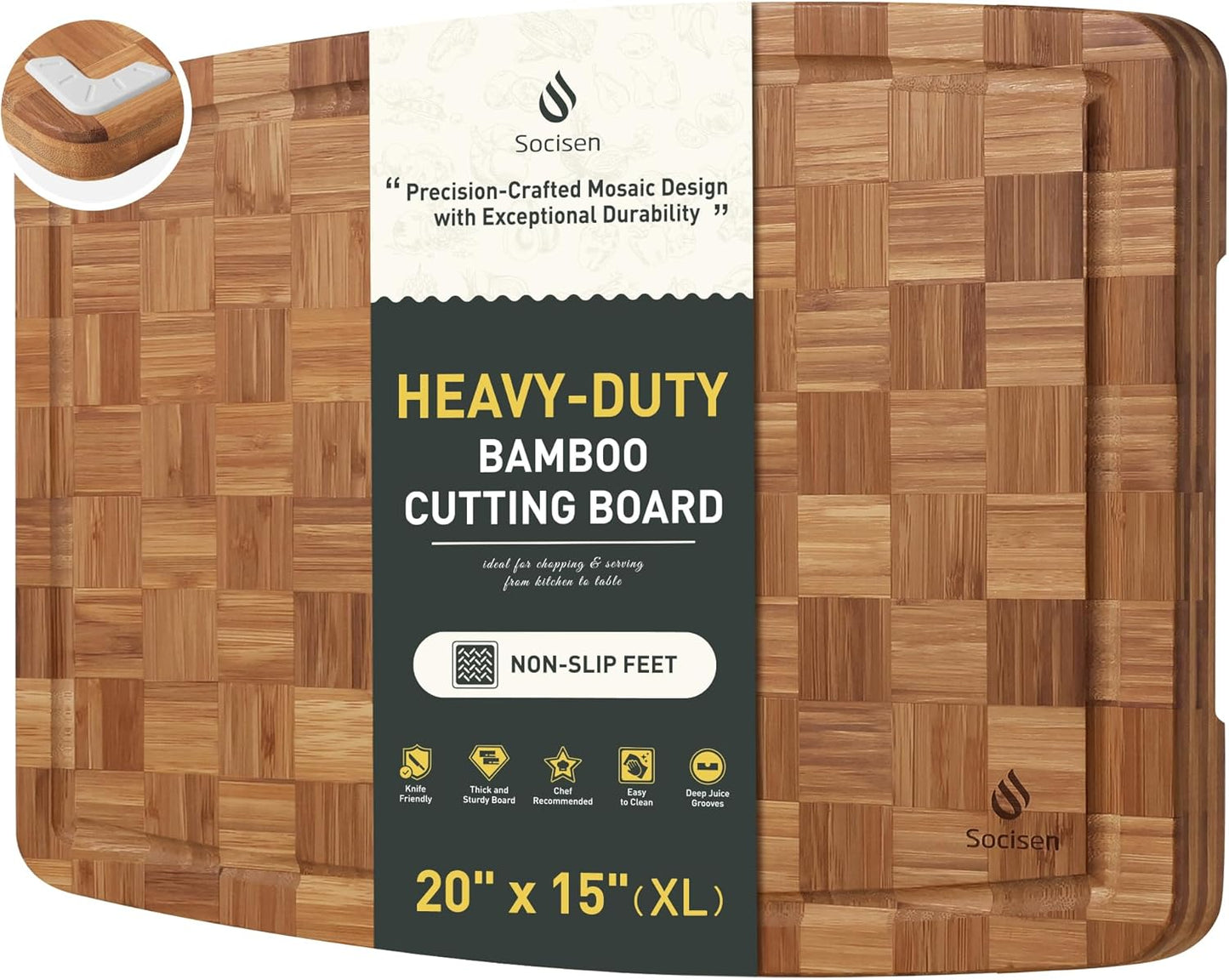 Heavy Duty Bamboo Cutting Board Non Slip Heavy Duty Over Sink Wooden Wood Cutting Board for Kitchen Chopping Board Extra Large Big Small Best House Warming Gift