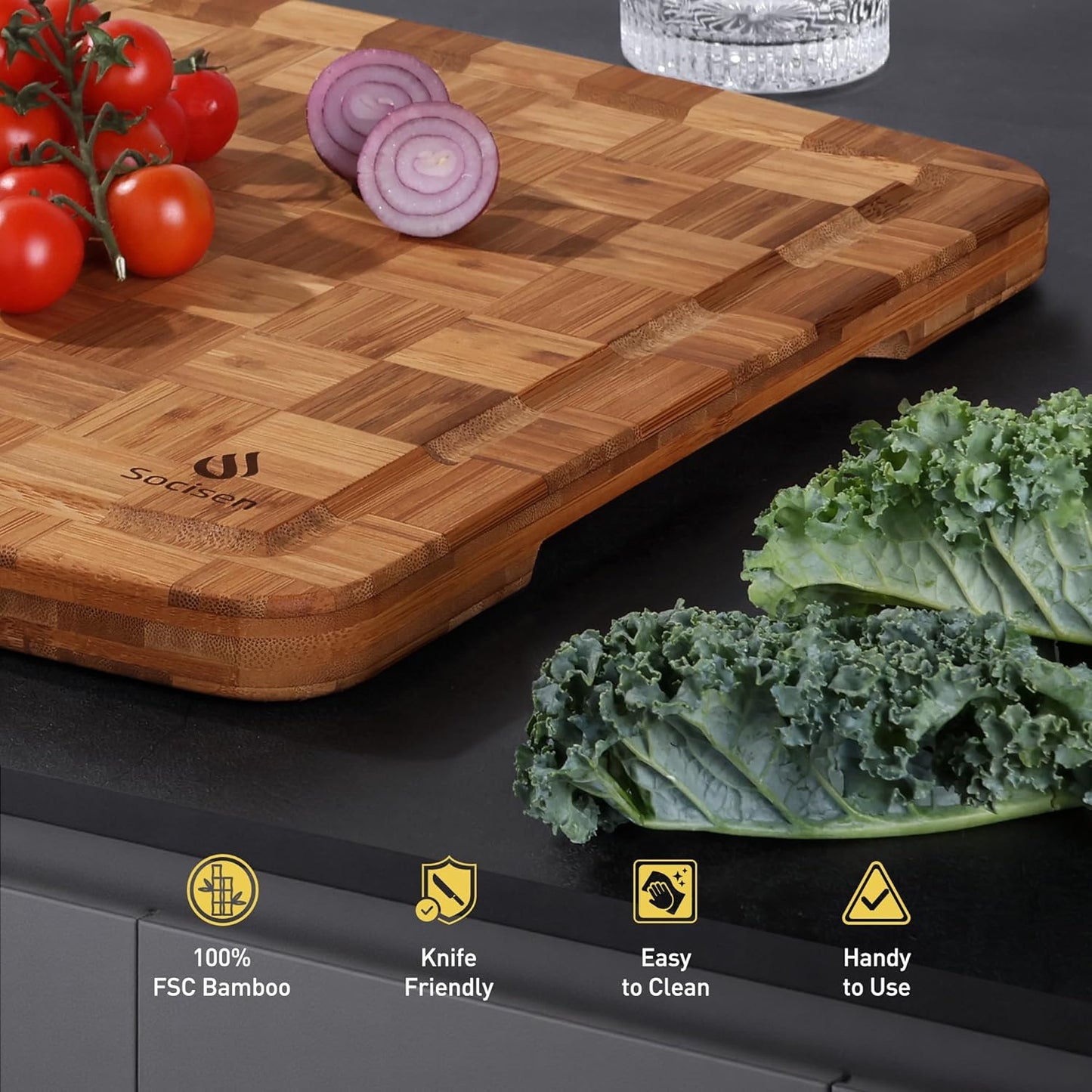 Heavy Duty Bamboo Cutting Board Non Slip Heavy Duty Over Sink Wooden Wood Cutting Board for Kitchen Chopping Board Extra Large Big Small Best House Warming Gift