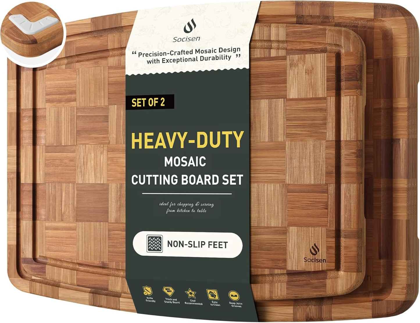 Heavy Duty Bamboo Cutting Board Non Slip Heavy Duty Over Sink Wooden Wood Cutting Board for Kitchen Chopping Board Extra Large Big Small Best House Warming Gift