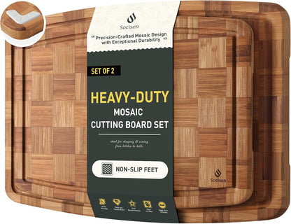 Heavy Duty Bamboo Cutting Board Non Slip Heavy Duty Over Sink Wooden Wood Cutting Board for Kitchen Chopping Board Extra Large Big Small Best House Warming Gift