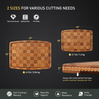 Heavy Duty Bamboo Cutting Board Non Slip Heavy Duty Over Sink Wooden Wood Cutting Board for Kitchen Chopping Board Extra Large Big Small Best House Warming Gift