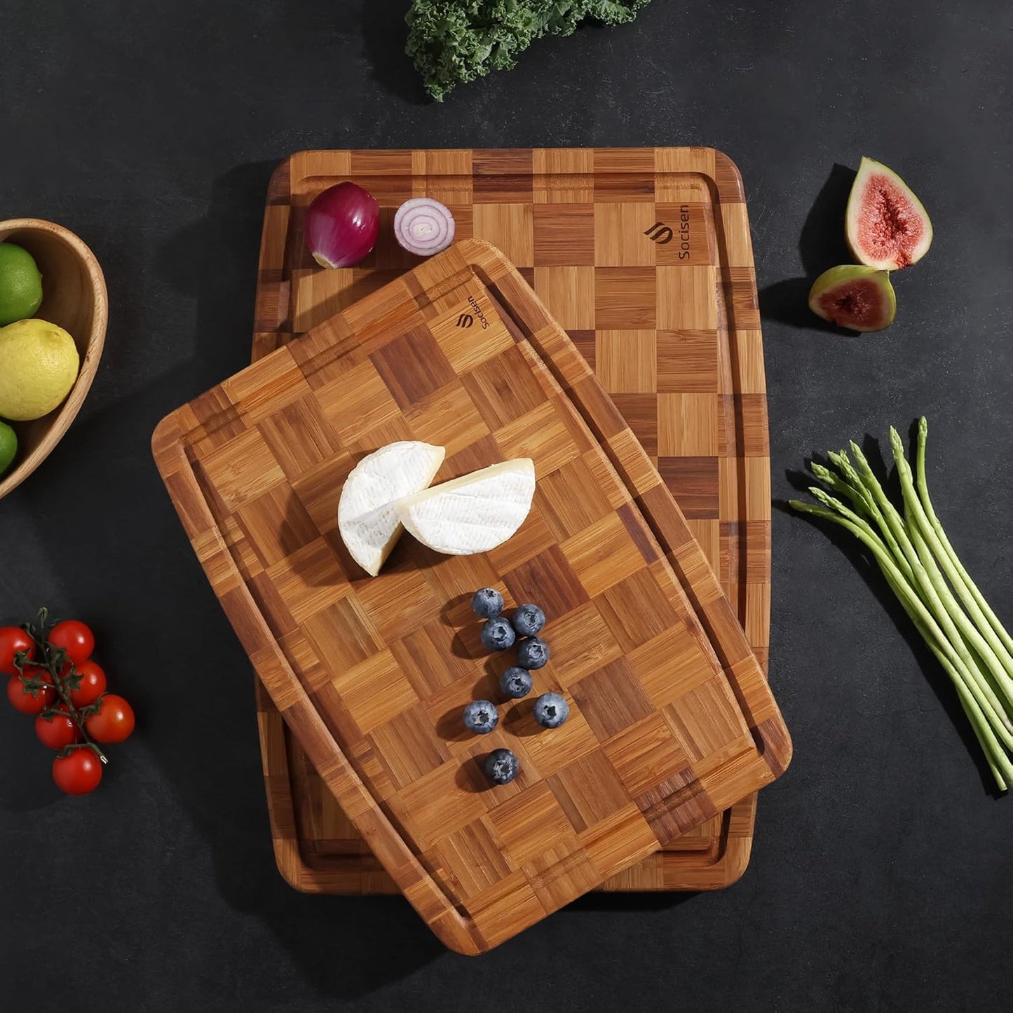 Heavy Duty Bamboo Cutting Board Non Slip Heavy Duty Over Sink Wooden Wood Cutting Board for Kitchen Chopping Board Extra Large Big Small Best House Warming Gift