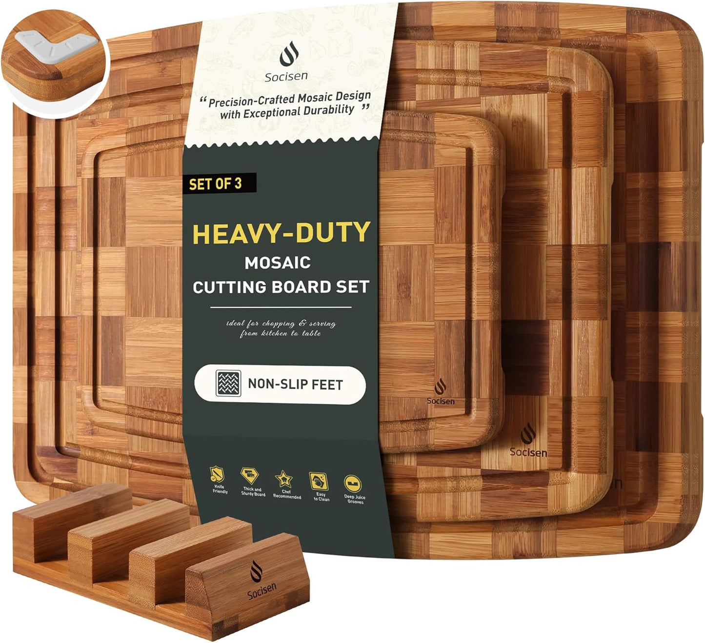 Heavy Duty Bamboo Cutting Board Non Slip Heavy Duty Over Sink Wooden Wood Cutting Board for Kitchen Chopping Board Extra Large Big Small Best House Warming Gift