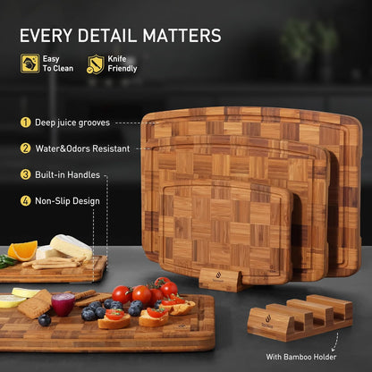 Heavy Duty Bamboo Cutting Board Non Slip Heavy Duty Over Sink Wooden Wood Cutting Board for Kitchen Chopping Board Extra Large Big Small Best House Warming Gift