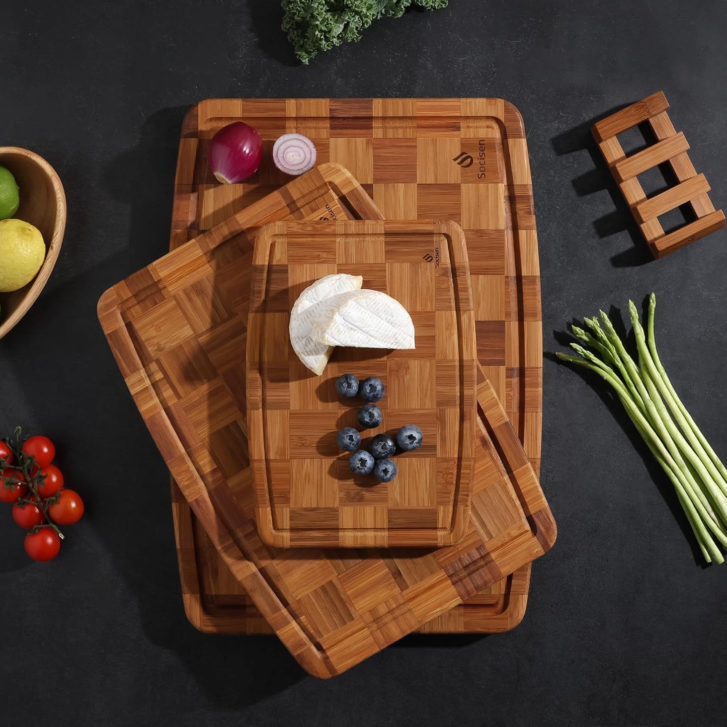 Heavy Duty Bamboo Cutting Board Non Slip Heavy Duty Over Sink Wooden Wood Cutting Board for Kitchen Chopping Board Extra Large Big Small Best House Warming Gift