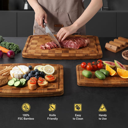 Heavy Duty Bamboo Cutting Board Non Slip Heavy Duty Over Sink Wooden Wood Cutting Board for Kitchen Chopping Board Extra Large Big Small Best House Warming Gift
