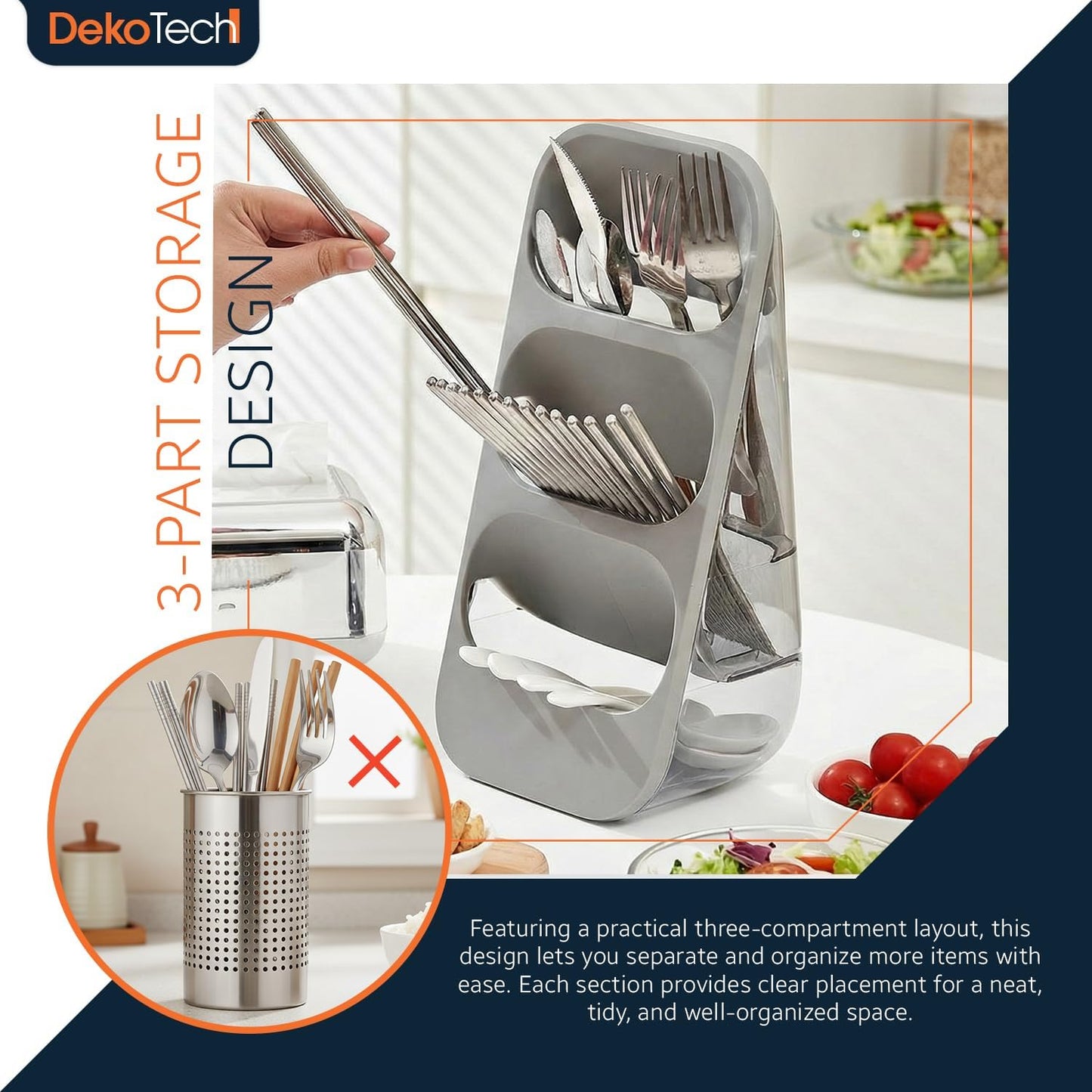 Utensil Rack – Wall-Mounted or Desktop Kitchen Storage Organizer for Chopsticks, Forks, Knives – Multi-Functional Dinnerware Holder & Chopsticks Cage