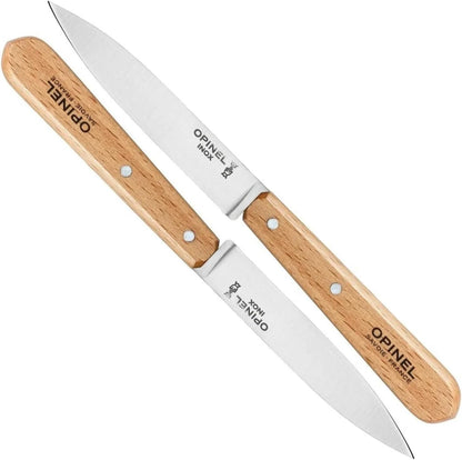 No. 112 Paring Knives 2 Piece Set, Sandvik 12C27 Steel Everyday Use Prep Knives for Chopping, Peeling, Slicing, Trimming, Stabilized Sustainably Harvested Beechwood Handles, Made in France