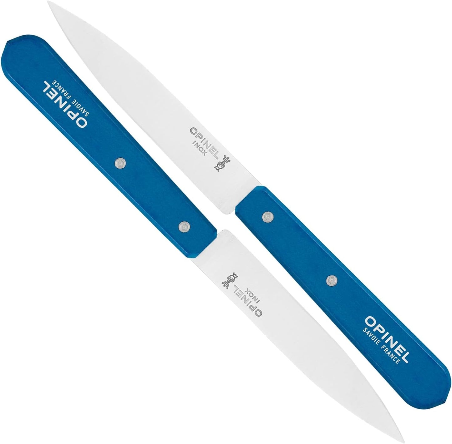 No. 112 Paring Knives 2 Piece Set, Sandvik 12C27 Steel Everyday Use Prep Knives for Chopping, Peeling, Slicing, Trimming, Stabilized Sustainably Harvested Beechwood Handles, Made in France