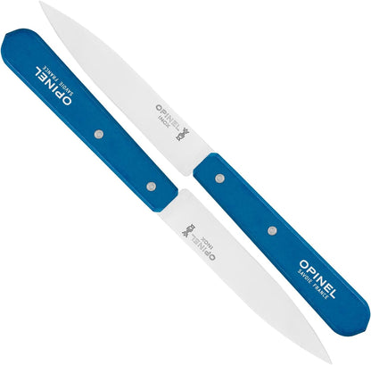 No. 112 Paring Knives 2 Piece Set, Sandvik 12C27 Steel Everyday Use Prep Knives for Chopping, Peeling, Slicing, Trimming, Stabilized Sustainably Harvested Beechwood Handles, Made in France