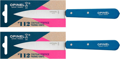 No. 112 Paring Knives 2 Piece Set, Sandvik 12C27 Steel Everyday Use Prep Knives for Chopping, Peeling, Slicing, Trimming, Stabilized Sustainably Harvested Beechwood Handles, Made in France