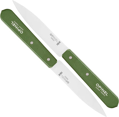 No. 112 Paring Knives 2 Piece Set, Sandvik 12C27 Steel Everyday Use Prep Knives for Chopping, Peeling, Slicing, Trimming, Stabilized Sustainably Harvested Beechwood Handles, Made in France