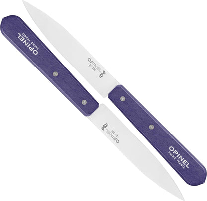 No. 112 Paring Knives 2 Piece Set, Sandvik 12C27 Steel Everyday Use Prep Knives for Chopping, Peeling, Slicing, Trimming, Stabilized Sustainably Harvested Beechwood Handles, Made in France