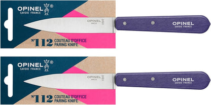 No. 112 Paring Knives 2 Piece Set, Sandvik 12C27 Steel Everyday Use Prep Knives for Chopping, Peeling, Slicing, Trimming, Stabilized Sustainably Harvested Beechwood Handles, Made in France