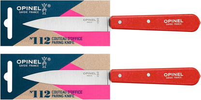 No. 112 Paring Knives 2 Piece Set, Sandvik 12C27 Steel Everyday Use Prep Knives for Chopping, Peeling, Slicing, Trimming, Stabilized Sustainably Harvested Beechwood Handles, Made in France