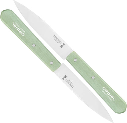 No. 112 Paring Knives 2 Piece Set, Sandvik 12C27 Steel Everyday Use Prep Knives for Chopping, Peeling, Slicing, Trimming, Stabilized Sustainably Harvested Beechwood Handles, Made in France