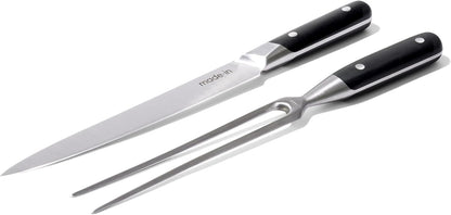Cookware - Carving Set (Includes Carving Knife and Fork) - Crafted in France - Full Tang with Black POM Handle