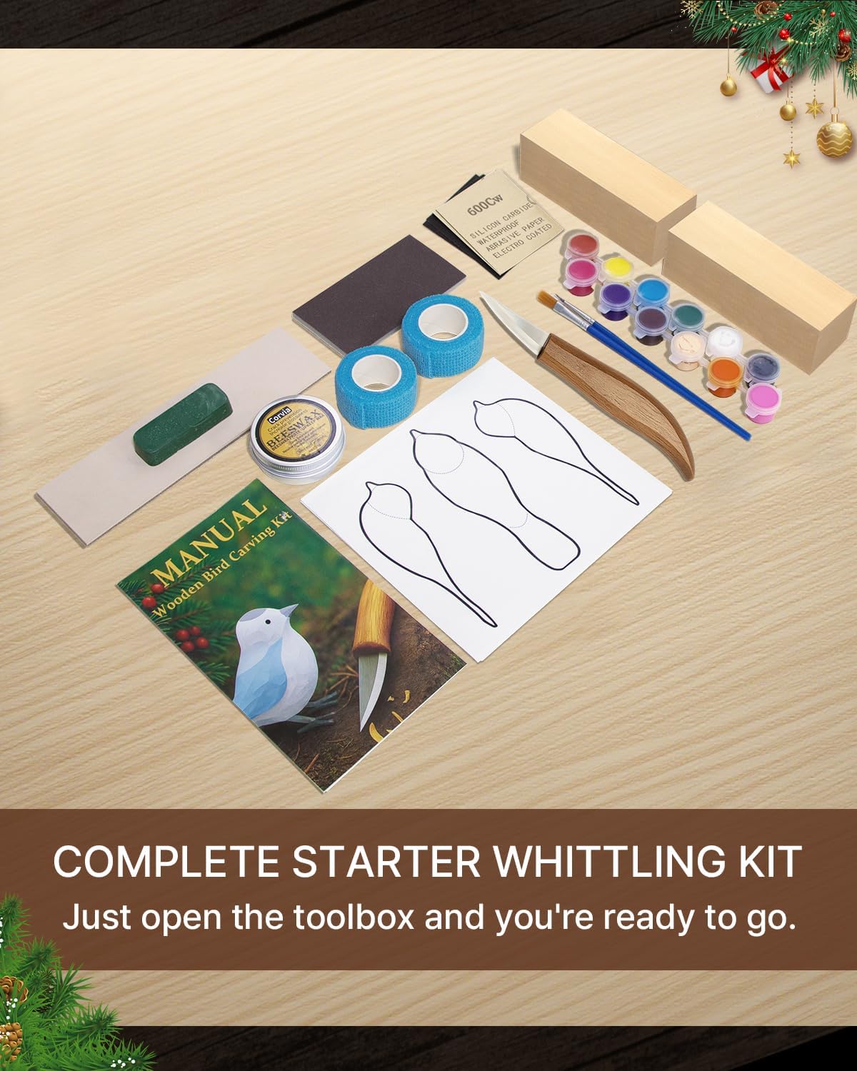 Wood Carving Kit Whittling Kit: Wood Carving Knife Tools with Leather Case | Deluxe Woodworking Hobby Kit for Beginners Adult Kids, Relaxing Creative Projects, DIY Art Craft Gift for Men Teens