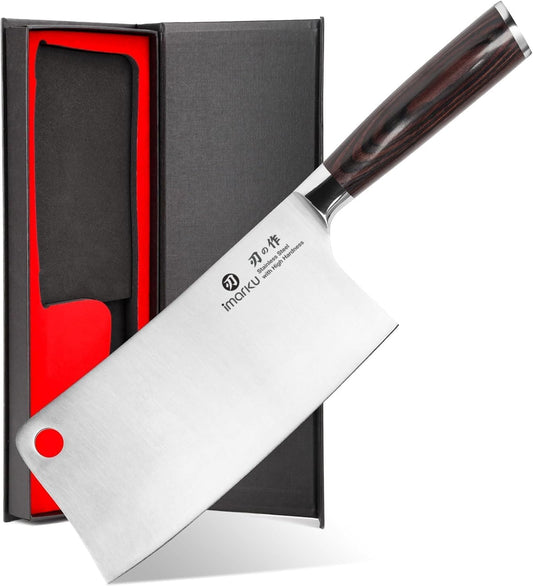 Cleaver Knife 7 Inch Meat Cleaver, Japanese High Carbon Stainless Steel Butcher Knife with Ergonomic Handle, Ultra Sharp Chopping Knife, Kitchen Gadgets for Home/Restaurant, Dads Gifts