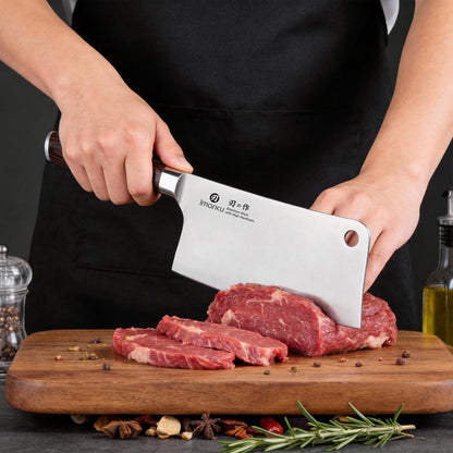 Cleaver Knife 7 Inch Meat Cleaver, Japanese High Carbon Stainless Steel Butcher Knife with Ergonomic Handle, Ultra Sharp Chopping Knife, Kitchen Gadgets for Home/Restaurant, Dads Gifts
